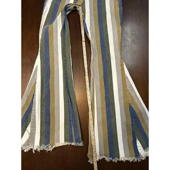 Altard State Striped Flare Bell Bottom Jeans Women Large Boho Western Cowgirl - Picture 5 of 9